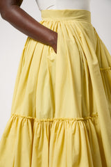 CALAIS ASYMMETRIC WIND BREAKER SKIRT IN YELLOW
