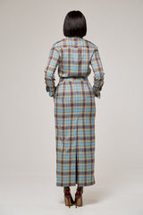 CAMBRIDGE MAXI PENCIL SKIRT IN BLUE PLAID