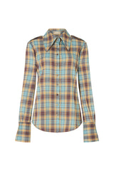 CAMBRIDGE SHOULDER EPAULETTE SHIRT IN BLUE PLAID
