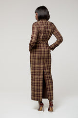 CAMBRIDGE SHOULDER EPAULETTE SHIRT IN BROWN PLAID