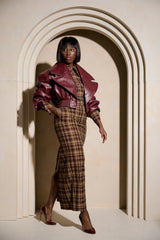 FARGO REVERSIBLE FAUX LEATHER BOMBER IN OXBLOOD