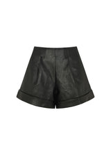 CARTER FAUX LEATHER SHORTS IN BLACK