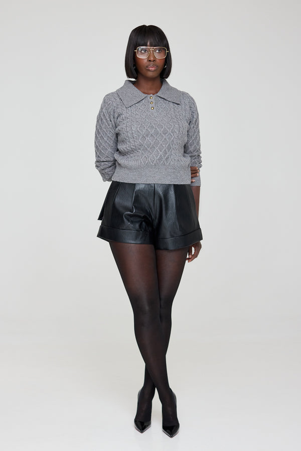 CARTER FAUX LEATHER SHORTS IN BLACK