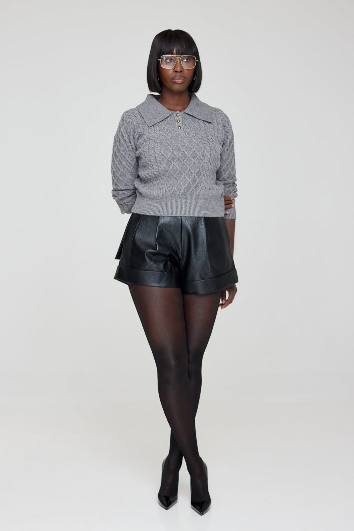 CARTER FAUX LEATHER SHORTS IN BLACK