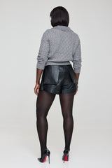 CARTER FAUX LEATHER SHORTS IN BLACK