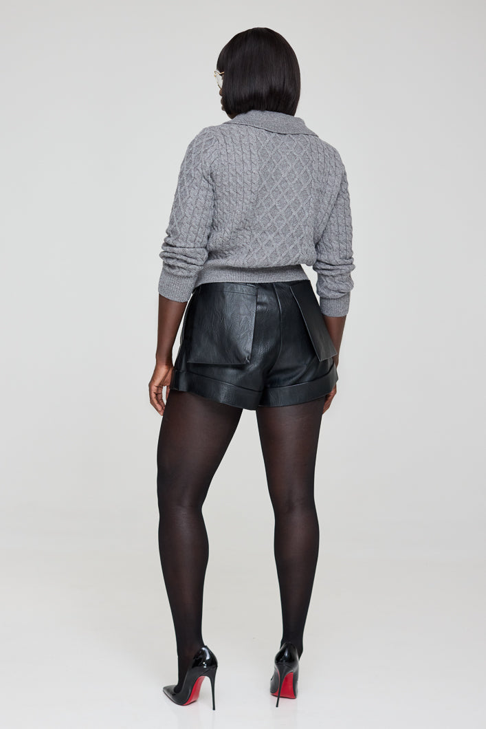 CARTER FAUX LEATHER SHORTS IN BLACK
