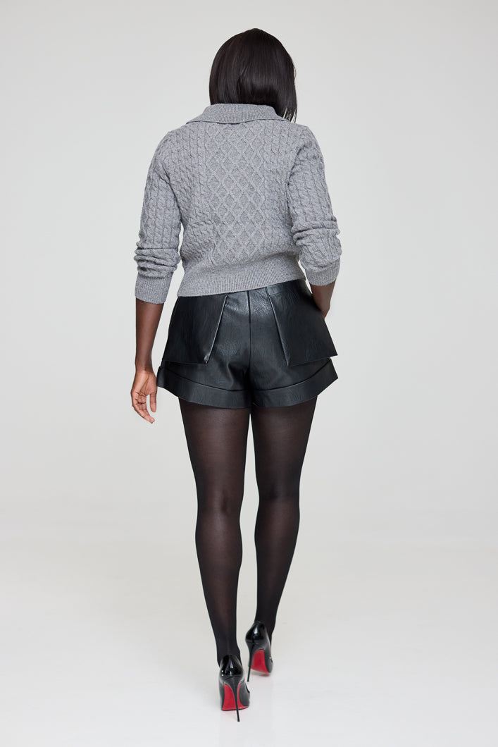 CARTER FAUX LEATHER SHORTS IN BLACK