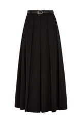 COMO PLEATED MIDI SKIRT IN BLACK