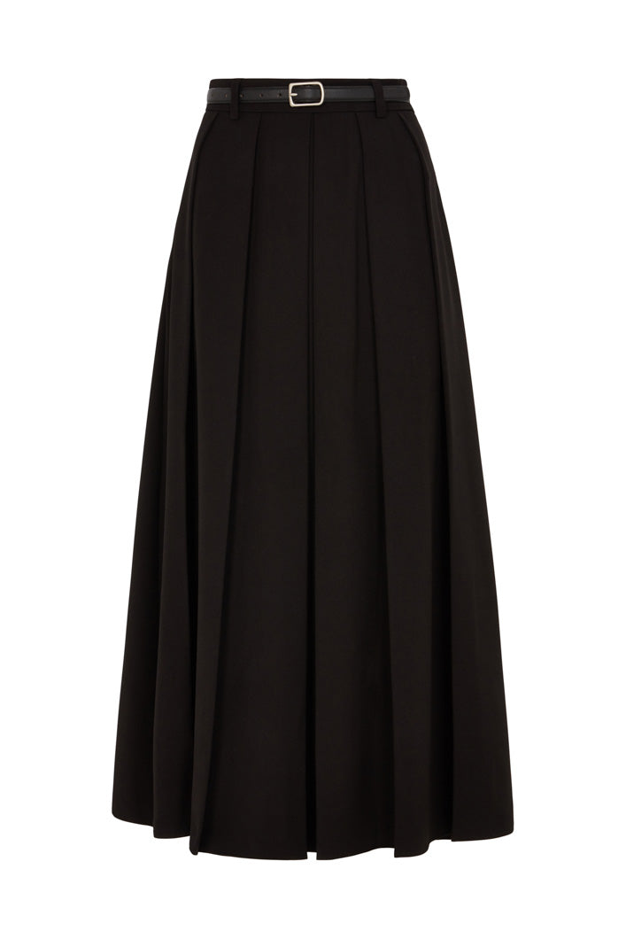 COMO PLEATED MIDI SKIRT IN BLACK