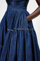 CALAIS ASYMMETRIC SKIRT IN DENIM