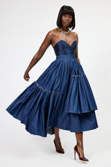 CALAIS ASYMMETRIC SKIRT IN DENIM