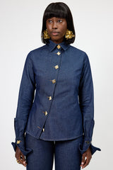 DAKOTA ASYMMETRIC DIAMOND BUTTON SHIRT