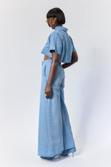 DAVENPORT WASHED DENIM CROP TOP