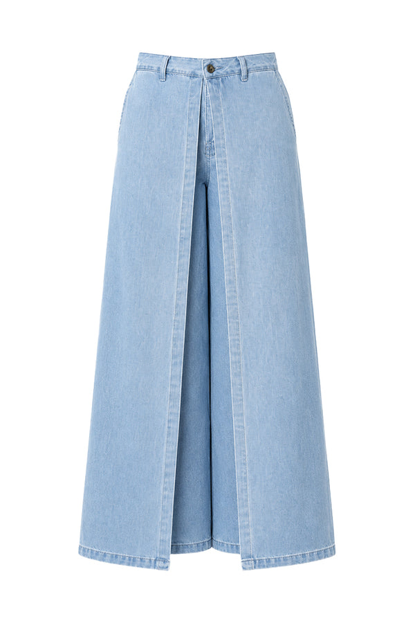 DAVENPORT WASHED DENIM FRONT FLAP WIDE LEG PANTS – THE KEMIST