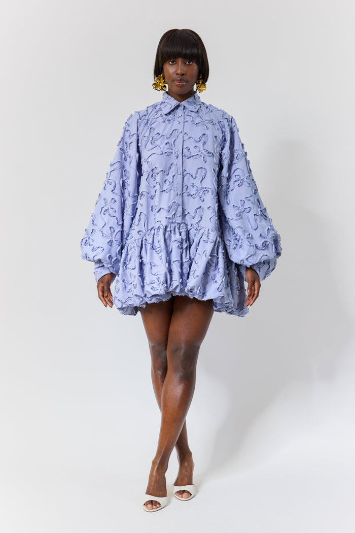 long sleeve bubble hem dress Viola Long-Sleeve Bubble Hem Mini Dress in Black