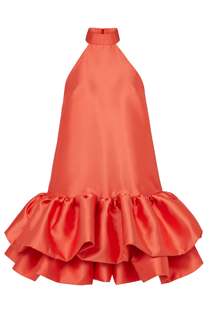 DELPHI HALTERNECK DRESS IN CORAL