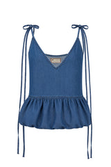 DERA TIE SHOULDER BUBBLE HEM TOP