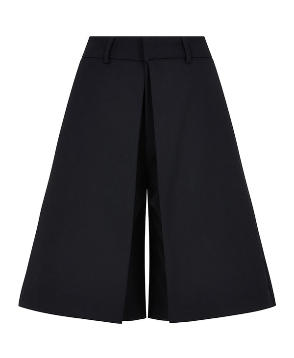 DERBY FRONT FLAP PLEATED SHORTS IN NAVY BLUE