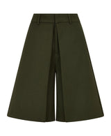 DERBY FRONT FLAP PLEATED SHORTS IN GREEN