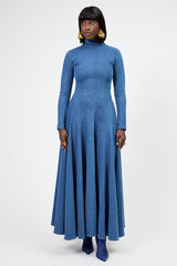 DION HIGH NECK BACKLESS FLARE MAXI DRESS