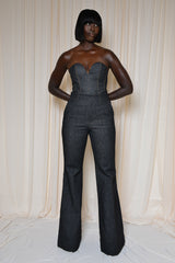 LINCOLN BUSTIER IN BLACK DENIM