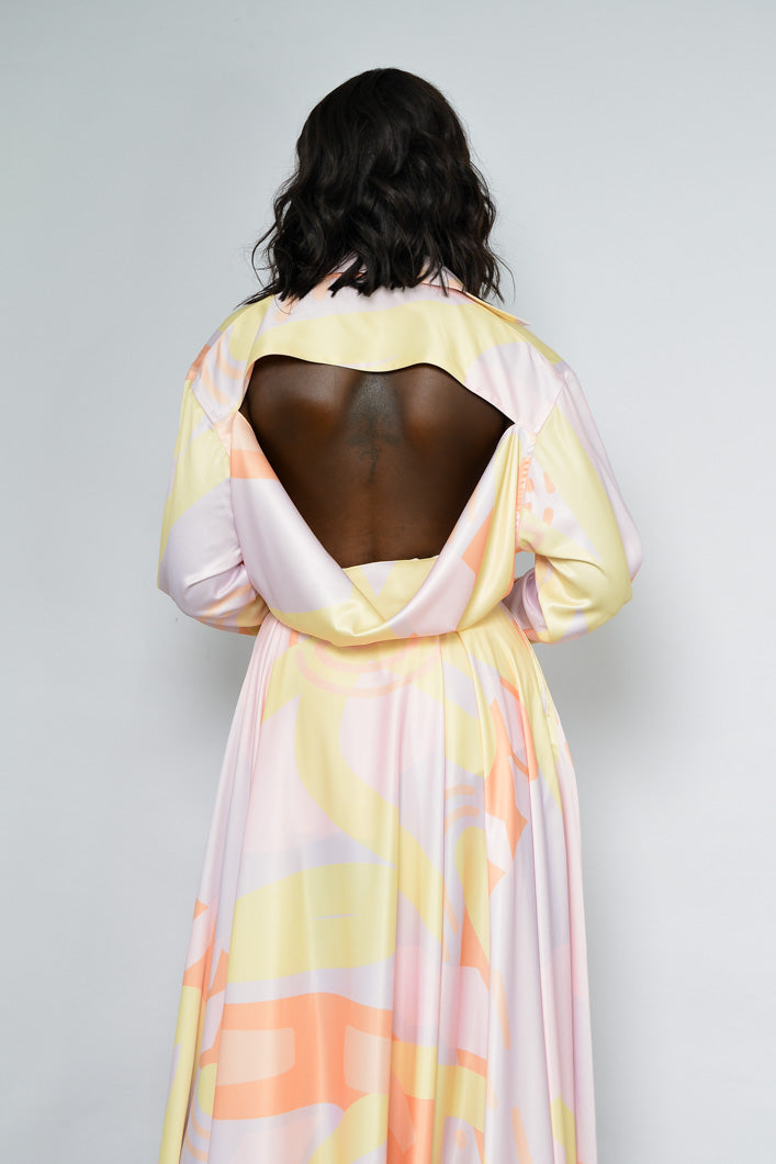 SAMARA SEMI BACKLESS SHIRT DRESS IN PASTEL KAYSERI