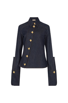 DAKOTA ASYMMETRIC DIAMOND BUTTON SHIRT