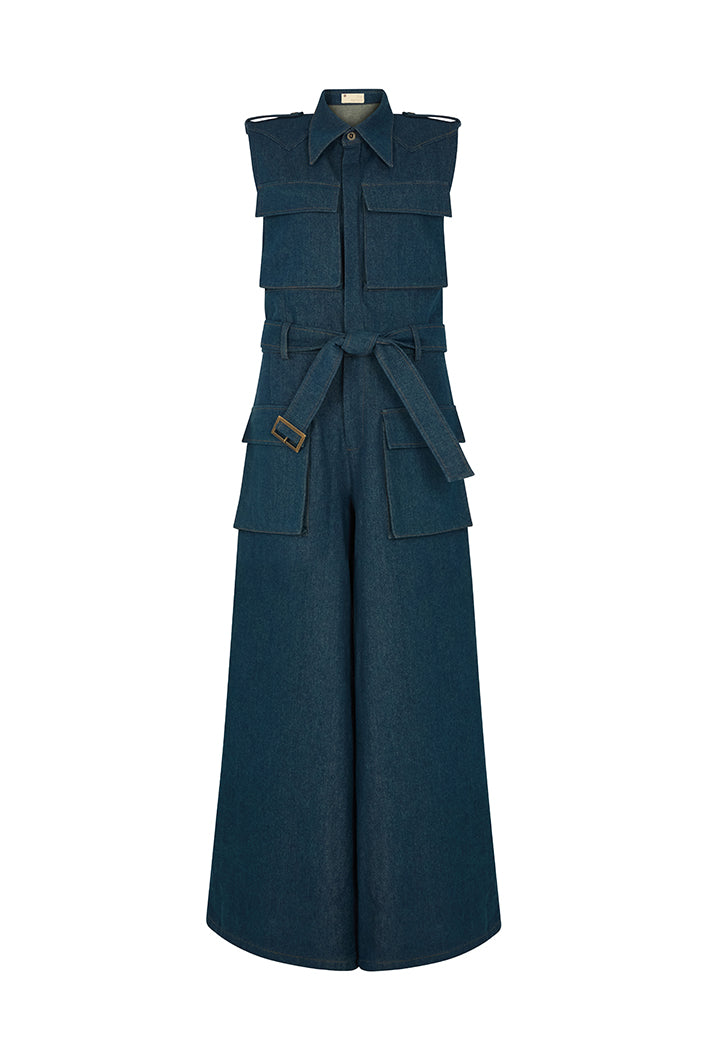TAKEO WIDE LEG DENIM JUMPSUIT