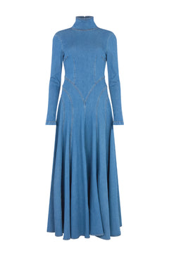 DION HIGH NECK BACKLESS FLARE MAXI DRESS