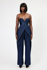 DOVER DENIM DIAGONAL PLEAT PANTS