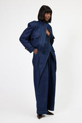 DOVER DENIM DIAGONAL PLEAT PANTS