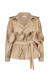 PRISTINA STRUCTURED RUFFLED CORSET SHIRT IN BEIGE