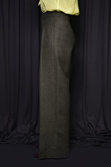 HARROW WIDE LEG HERRINGBONE FRONT PLEATED PANTS IN GREEN