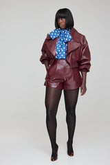 CARTER FAUX LEATHER SHORTS IN BURGUNDY