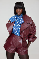 CARTER FAUX LEATHER SHORTS IN BURGUNDY