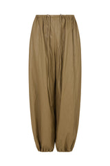 GHENT FAUX LEATHER HAREM PANTS IN KHAKI