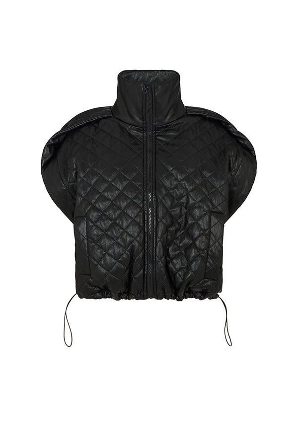 GHENT FAUX LEATHER PADDED GILET IN BLACK