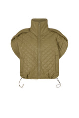 GHENT FAUX LEATHER PADDED GILET IN KHAKI