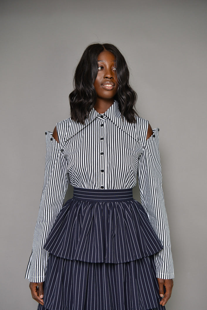 ZURICH STRIPED SHIRT WITH DETACHABLE SLEEVES