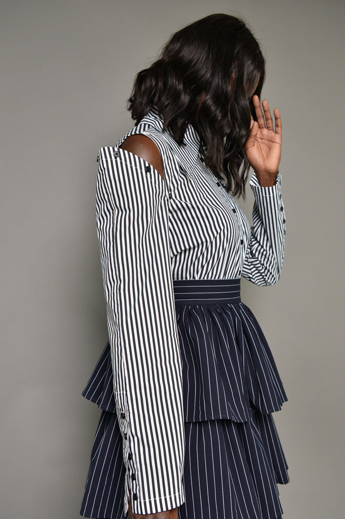 ZURICH STRIPED SHIRT WITH DETACHABLE SLEEVES