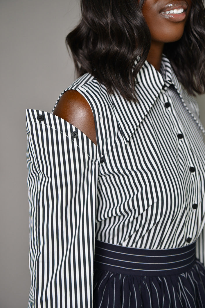 ZURICH STRIPED SHIRT WITH DETACHABLE SLEEVES