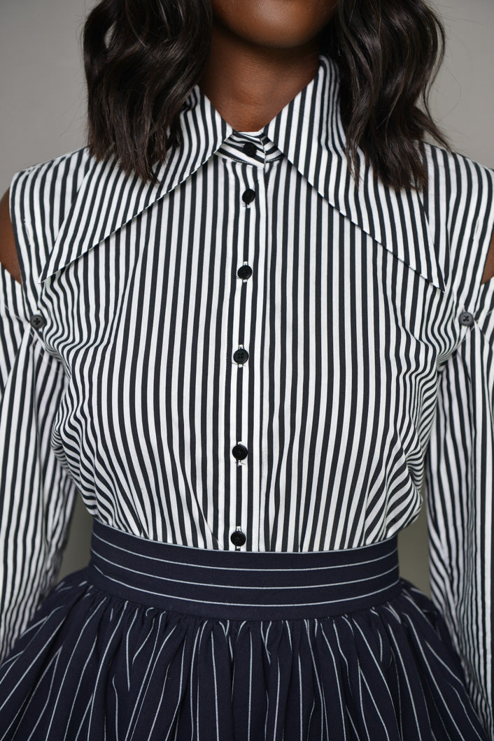 ZURICH STRIPED SHIRT WITH DETACHABLE SLEEVES