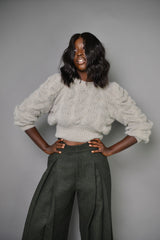 BOLTON TEXTURED CROPPED SWEATER IN GREY