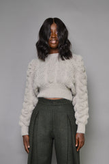 BOLTON TEXTURED CROPPED SWEATER IN GREY
