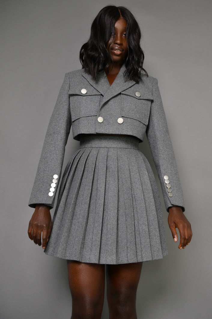 SAKAI PLEATED SKIRT IN GREY