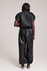 GHENT FAUX LEATHER HAREM PANTS IN BLACK