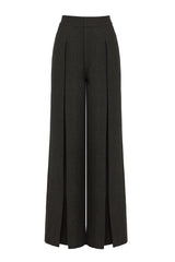 HARROW WIDE LEG HERRINGBONE FRONT PLEATED PANTS IN GREEN