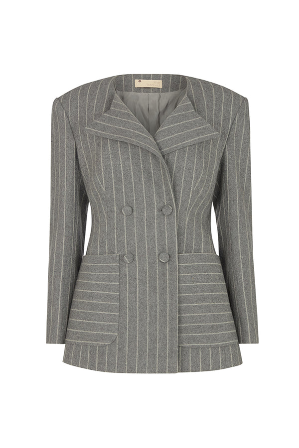 HIGHBURY CHALK STRIPE TAILORED BLAZER IN GREY