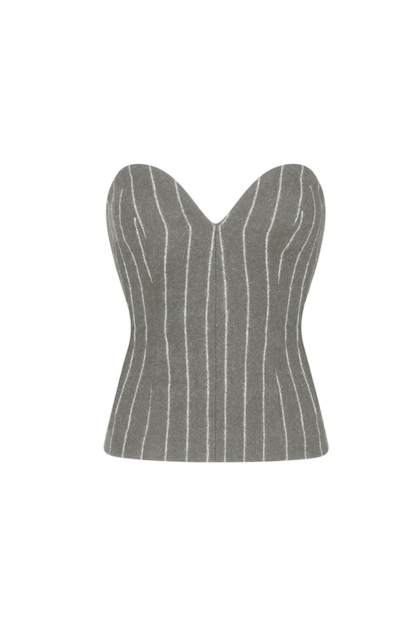 HIGHBURY CHALK STRIPE BUSTIER IN GREY