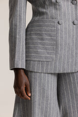 HIGHBURY CHALK STRIPE TAILORED BLAZER IN GREY